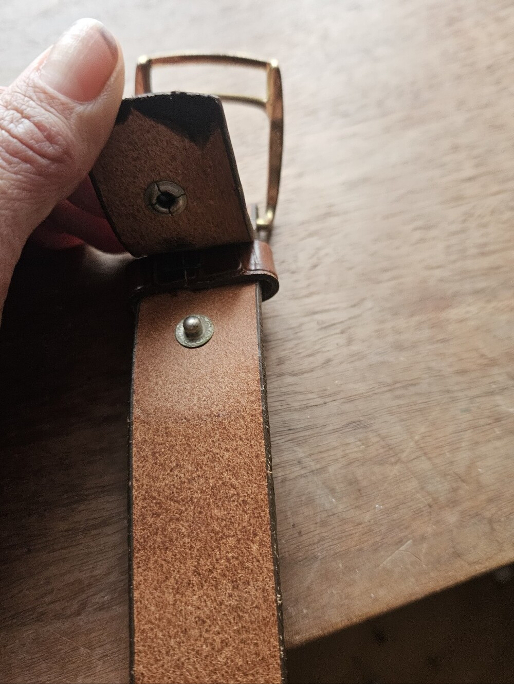 Women's Brown Croc-Embossed Leather Belt Sz. 38 - Picture 3 of 6